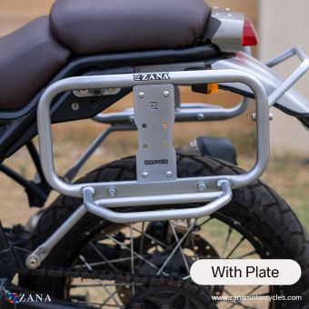 SADDLE STAYS WITH EXHAUST SHEILD WITH JERRY CAN MOUNTING SILVER FOR HIMALAYAN(2016-20)