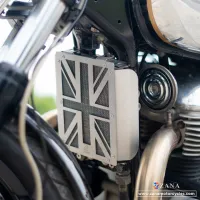 NEW UK FLAG RADIATOR GUARD SILVER WITH BLACK GT & INTERCEPTOR 650