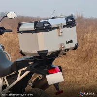 TOP BOX ALUMINIUM SILVER ( 55ltr ) L-FLAT WITH BACK REST CUSHION FOR BMW F 900 XR