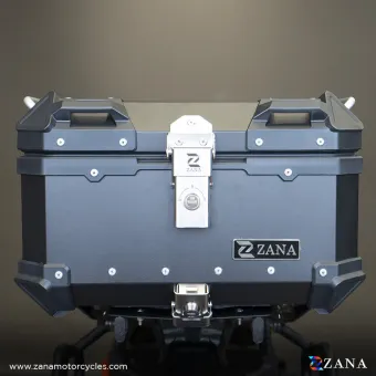 Top Box Aluminium (35 litre) L-Flat Black With Back Rest Cushion for RE Bear 650