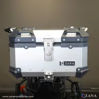 Top Box Aluminium (35 litre) L-Flat Silver With Back Rest Cushion  for RE Bear 650