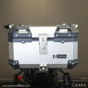 Top Box Aluminium (35 litre) L-Flat Silver With Back Rest Cushion  for RE Bear 650