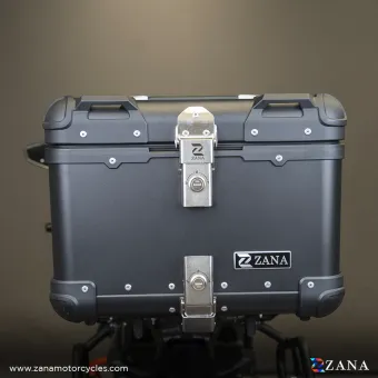 Top Box Aluminium (35 litre) R-Flat Black With Back Rest Cushion  for RE Bear 650