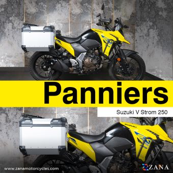 PANNIERS (36LTR )ALUMINIUM SILVER WITH FRAME FOR SUZUKI V-STROM 250 ( COMING SOON PRE-BOOKING OPEN NOW )