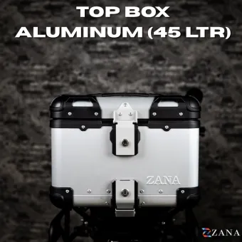 Universal Top Box Aluminium (45Ltr) R-Flat Silver With Back Rest Cushion For Apache RTX 300