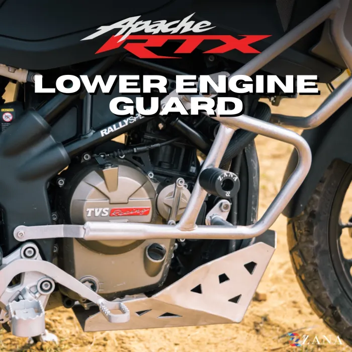 Lower Engine Guard With Slider (Silver) For TVS Apache RTX 300 (Coming Soon Pre-Booking Open Now )
