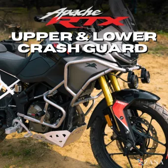 Upper & Lower Crash Guard With Slider Combo (Silver ) For TVS Apache RTX 300 Without Beak Version (Coming Soon Pre-Booking Open Now )