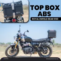 Top Box Plastic (45 litre) L-Flat Black With Back Rest Cushion  for RE Bear 650
