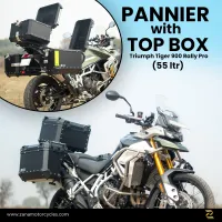 Tapered Exhaust Compatible Panniers With Frame ( Aluminium ) 46ltr Set For Triumph Tiger 900 Rally Pro