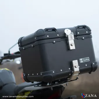 Top Box Aluminium (45 litre) R-Flat Black With Back Rest Cushion For RE Bear 650