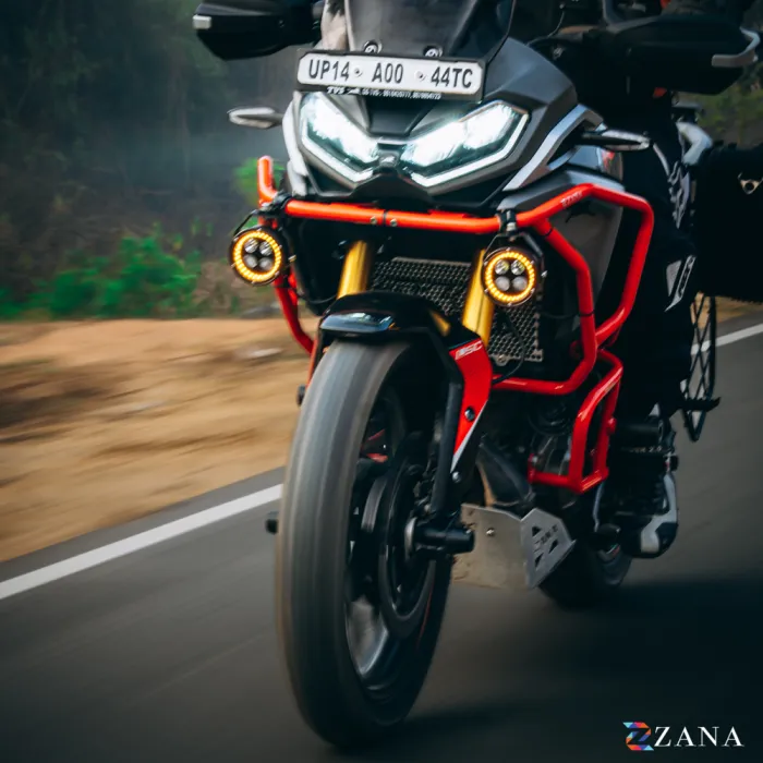 Upper & Lower Crash Guard With Slider Combo (Red) For TVS Apache RTX 300 Without Beak Version