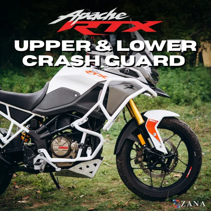 Upper & Lower Crash Guard With Slider Combo (White) For TVS Apache RTX 300 Beak Version(Coming Soon Pre-Booking Open Now)