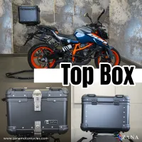 Universal Top Box Aluminium (35Ltr) R-flat Black With Back Rest Cushion