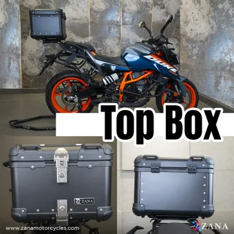 Universal Top Box Aluminium (35Ltr) R-flat Black With Back Rest Cushion