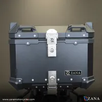 Top Box Aluminium 55 ltr (L-flat  Black)  With Back Rest Cushion for Honda NX500