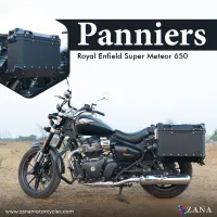 Panniers for Super Meteor 650 with Frame - Aluminium, Black (36 Ltr) L-Flat