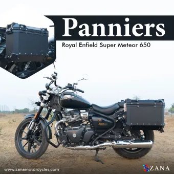 Panniers for Super Meteor 650 with Frame - Aluminium, Black (36 Ltr) L-Flat