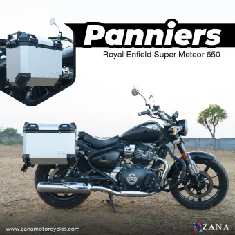Panniers ( 36 LTR ) Aluminium L-Flat Silver With Frame For Super Meteor 650