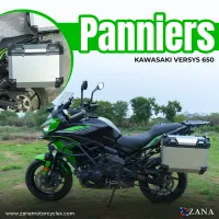 Panniers ( 36 LTR ) Aluminium L-Flat Silver With Frame For Kawasaki Versys 650