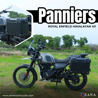 Panniers ( 36 LTR ) Aluminium R-Flat Black With Frame For Himalayan 411