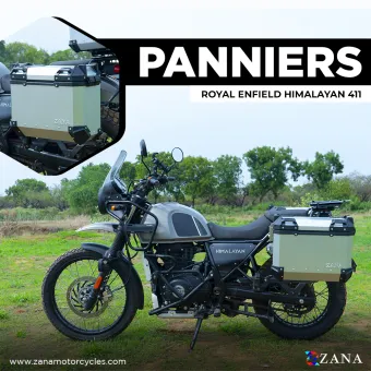 Panniers ( 36 LTR ) Aluminium L-Flat Silver With Frame For Himalayan 411