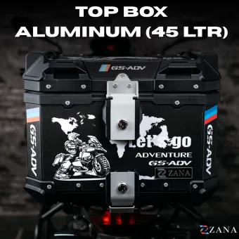 Sticker Top Box Aluminium (45 Ltr) L-flat Black With Back Rest Cushion For BMW