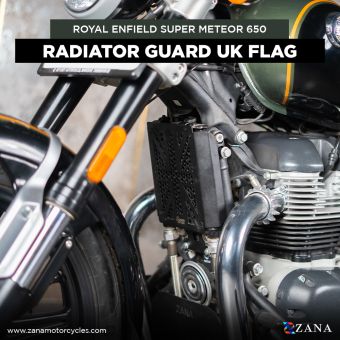 New UK Flag Radiator Guard For Royal Enfield Super Meteor 650 (Black)
