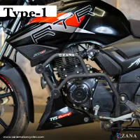 CRASH GUARD WITH DOUBLE SLIDER TYPE-1 BLACK FOR TVS APACHE RTR 160/180/200