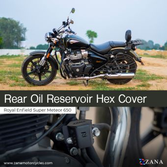 REAR OIL RESERVOIR HEX COVER ALUMINUM FOR SUPER METEOR 650 ( NOT COMPATIBLE WITH ROYAL ENFIELD  BIG LEG GUARD)