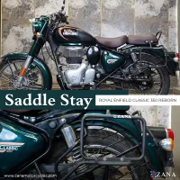 SADDLE STAY MILD STEEL WITH EXHAUST SHEILD  TEXTURE MATT BLACK FOR CLASSIC 350 REBORN