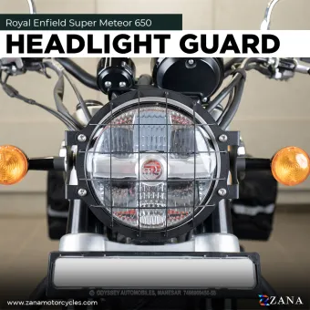 Headlight Guard for Super Meteor 650 (Stainless Steel, Black) - Type-1