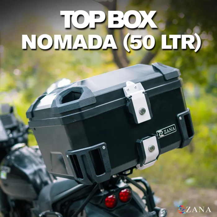 Top Box Nomada (50Ltr) Plastic With Backrest (Black) For Yezdi Adventure 2025