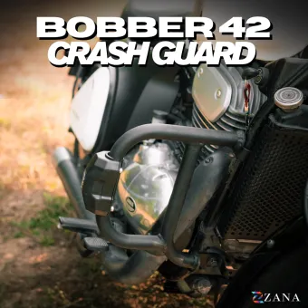 Crash Guard With Puck Slider T-3 For Jawa Bobber 42 (Mild Steel, Black)