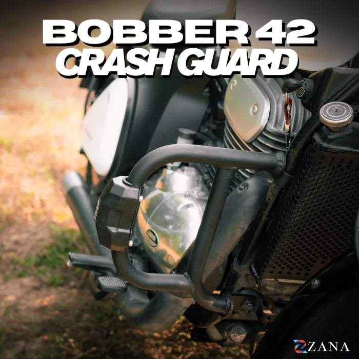 Crash Guard With Puck Slider T-3 For Jawa Bobber 42 (Mild Steel, Black)