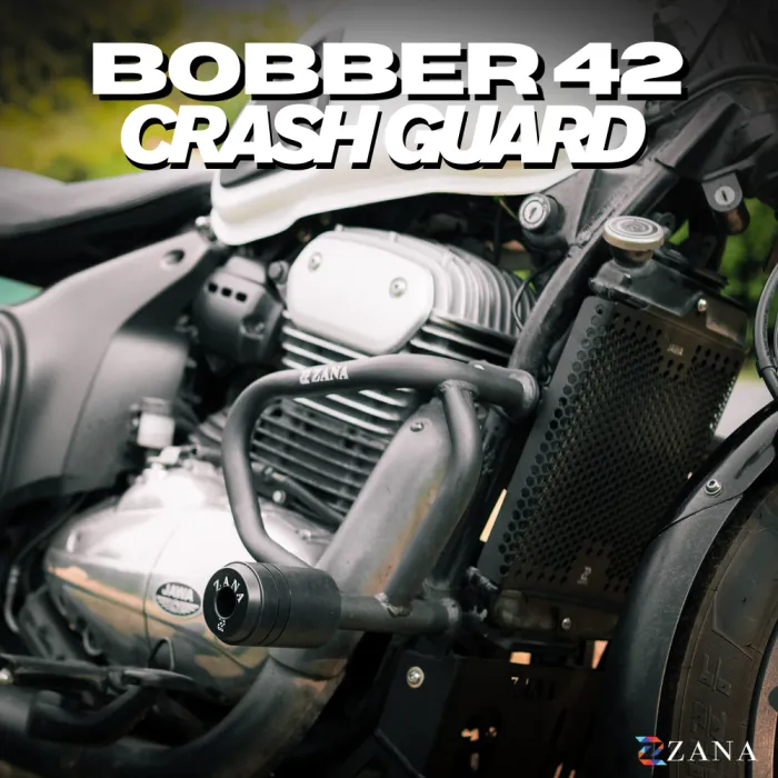 Crash Guard With Slider T-1 For Jawa Bobber 42 (Mild Steel,Black)